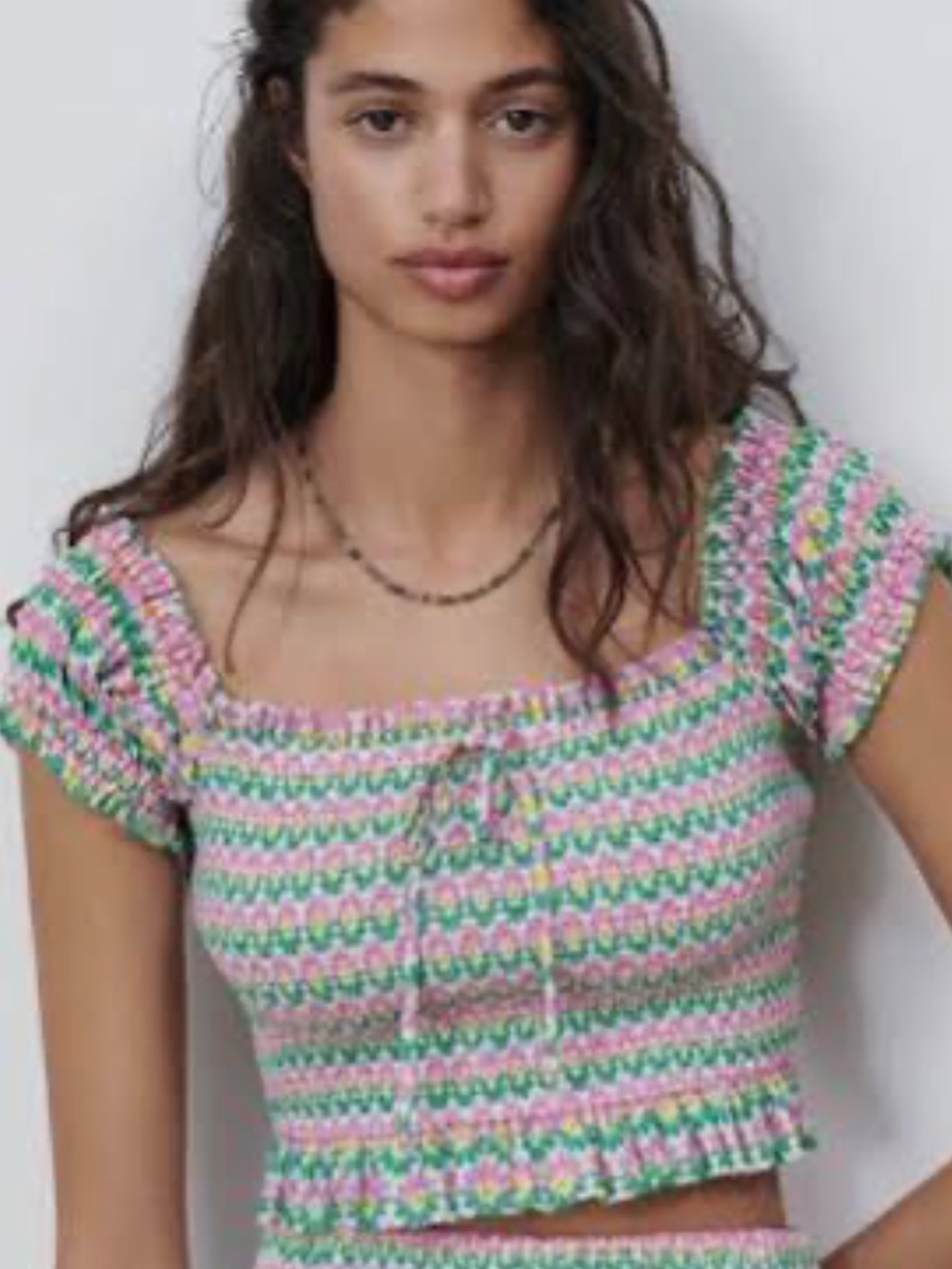 Zara floral Smocked crop top